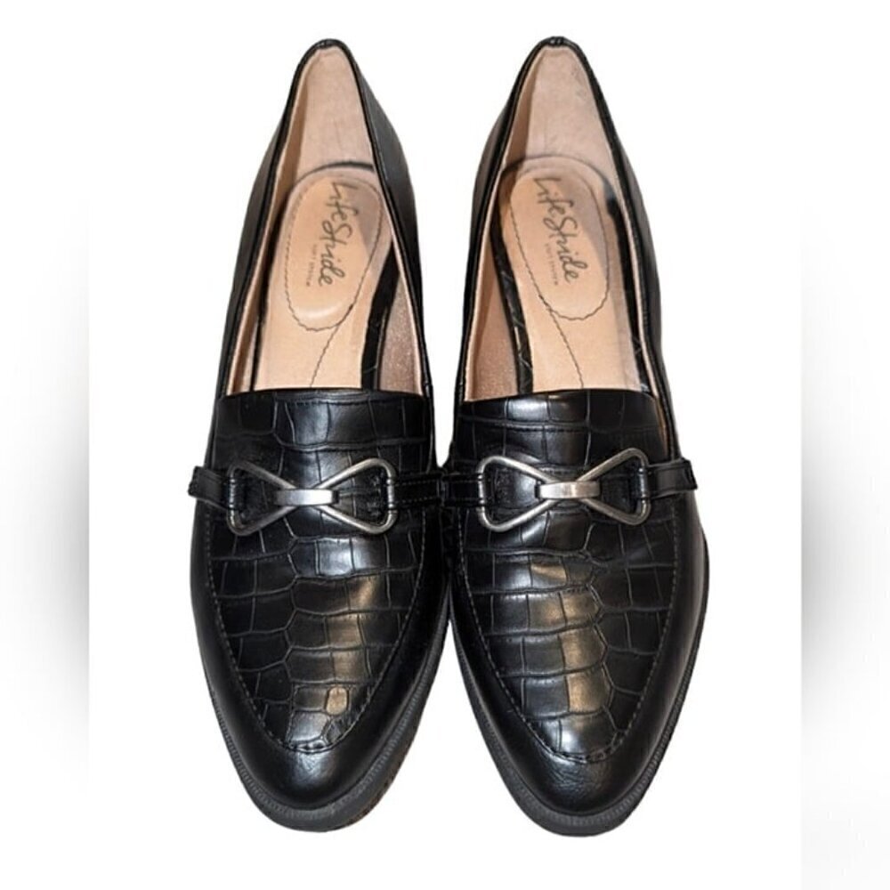 Life Stride Soft System Loafers Women Size 7.5M Black Slip On Pumps Shoes